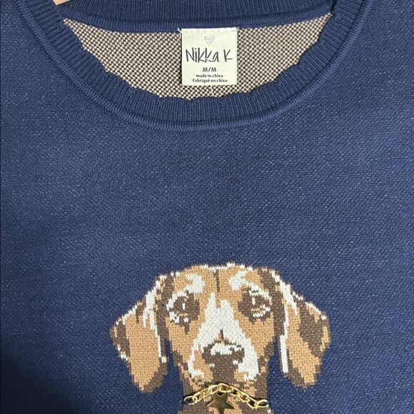Nikka K Dachshund Dog Puppy Novelty Sweater charm cozy Christmas Holiday NWT M - Picture 5 of 8